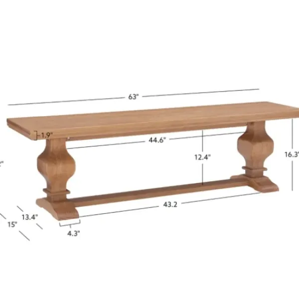 Benches & Ottomans-Kirkland's Home Natural Pine Wood Knotted Column Bench Tan