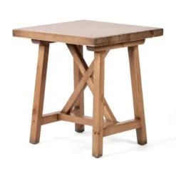 Accent & End Tables-Kirkland's Home Natural Pine Wood Trellis Accent Table Brown