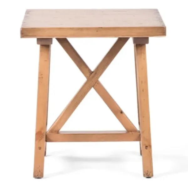 Accent & End Tables-Kirkland's Home Natural Pine Wood Trellis Accent Table Brown
