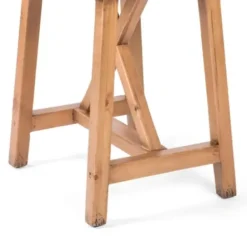 Accent & End Tables-Kirkland's Home Natural Pine Wood Trellis Accent Table Brown