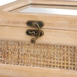 Baskets & Boxes-Kirkland's Home Natural Rat And Glass Top Boxes, Set Of 2 Tan
