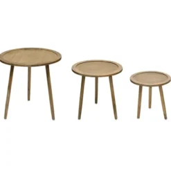 Accent & End Tables-Kirkland's Home Natural Rat Tripod Accent Tables, Set Of 3 Tan