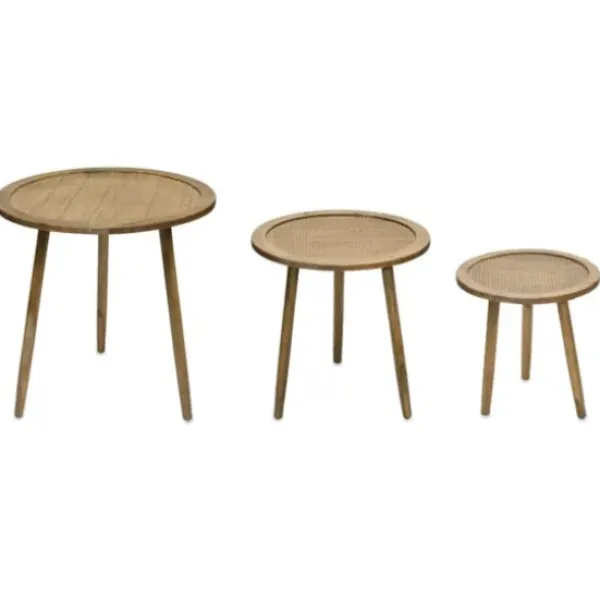Accent & End Tables-Kirkland's Home Natural Rat Tripod Accent Tables, Set Of 3 Tan