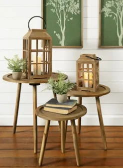 Accent & End Tables-Kirkland's Home Natural Rat Tripod Accent Tables, Set Of 3 Tan