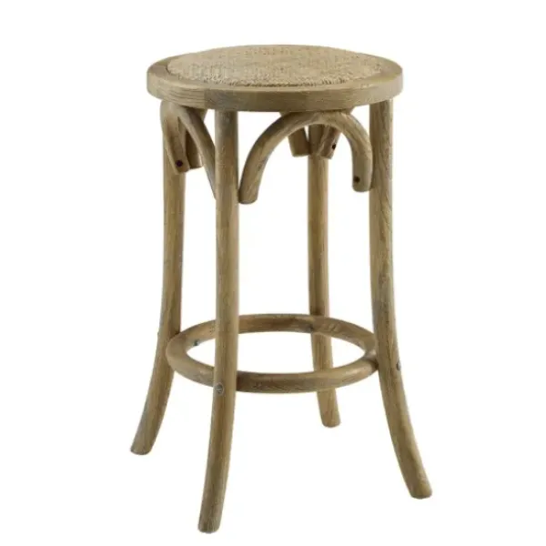 Bar Stools & Counter Height Stools-Kirkland's Home Natural Rat Upholstered Wood Counter Stool Tan