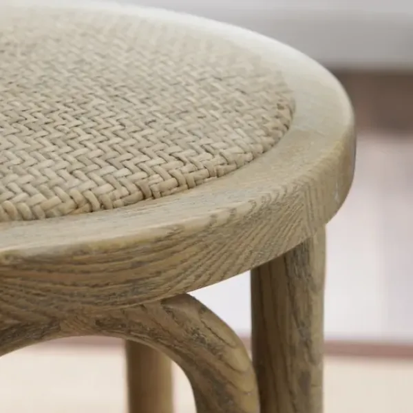 Bar Stools & Counter Height Stools-Kirkland's Home Natural Rat Upholstered Wood Counter Stool Tan
