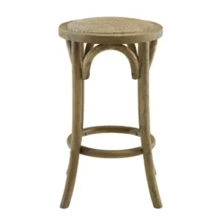 Bar Stools & Counter Height Stools-Kirkland's Home Natural Rat Upholstered Wood Counter Stool Tan