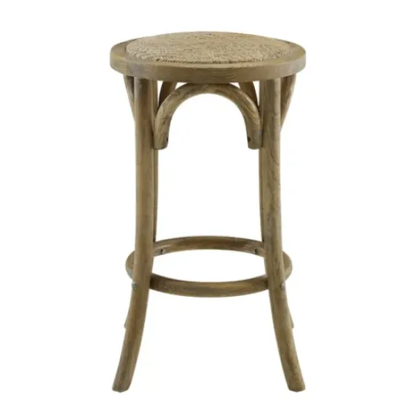 Bar Stools & Counter Height Stools-Kirkland's Home Natural Rat Upholstered Wood Counter Stool Tan