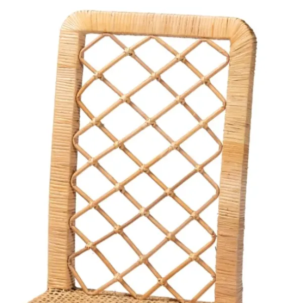 Dining Chairs-Kirkland's Home Natural Rat Woven Back Dining Chairs, Set Of 2 Tan