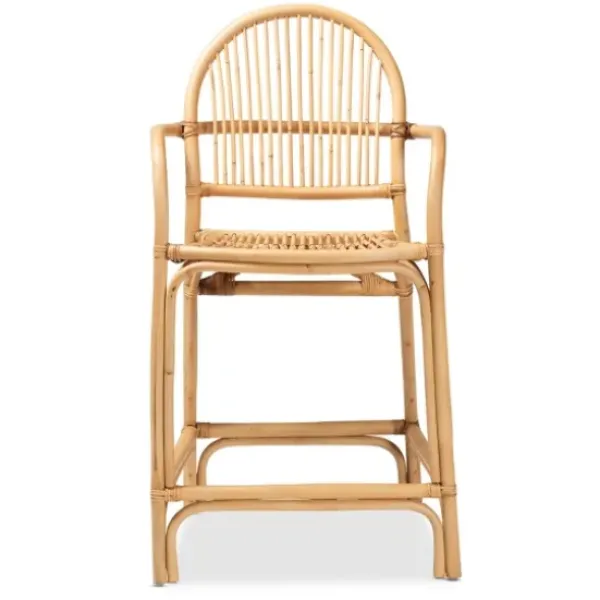 Bar Stools & Counter Height Stools-Kirkland's Home Natural Rat Woven Seat Counter Stool Tan