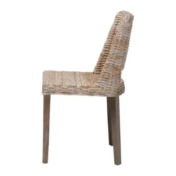 Dining Chairs-Kirkland's Home Natural Rattan Cutout Back Dining Chair Brown
