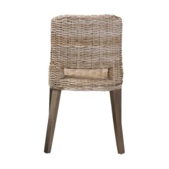 Dining Chairs-Kirkland's Home Natural Rattan Cutout Back Dining Chair Brown