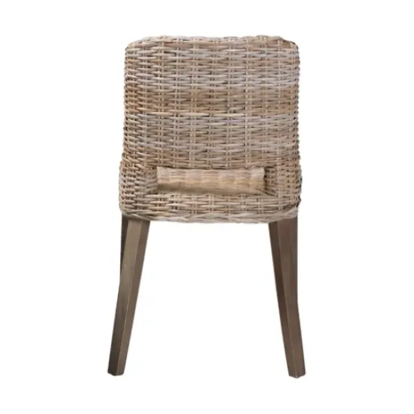 Dining Chairs-Kirkland's Home Natural Rattan Cutout Back Dining Chair Brown