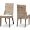 Dining Chairs-Kirkland's Home Natural Rattan High Back Dining Chairs, Set Of 2 Brown