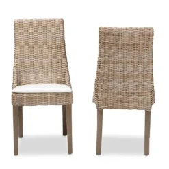Dining Chairs-Kirkland's Home Natural Rattan High Back Dining Chairs, Set Of 2 Brown