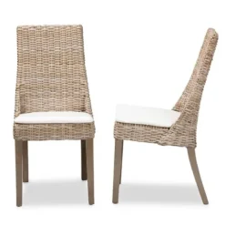 Dining Chairs-Kirkland's Home Natural Rattan High Back Dining Chairs, Set Of 2 Brown