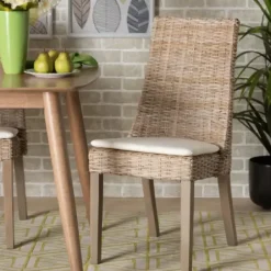 Dining Chairs-Kirkland's Home Natural Rattan High Back Dining Chairs, Set Of 2 Brown