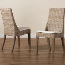 Dining Chairs-Kirkland's Home Natural Rattan High Back Dining Chairs, Set Of 2 Brown
