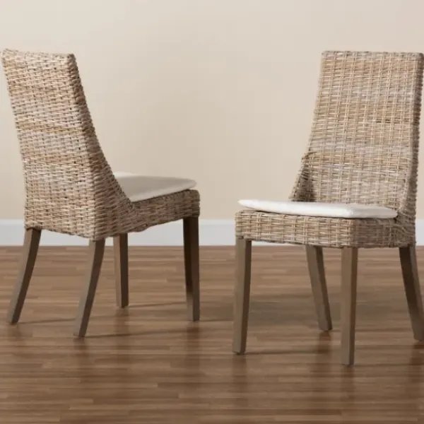 Dining Chairs-Kirkland's Home Natural Rattan High Back Dining Chairs, Set Of 2 Brown