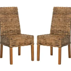 Dining Chairs-Kirkland's Home Natural Rattan Wood Woven 2-Pc. Dining Chair Set Brown