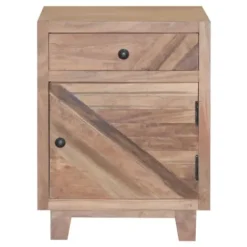 Nightstands-Kirkland's Home Natural Reclaimed Wood Diagonal Slats Nights D Tan