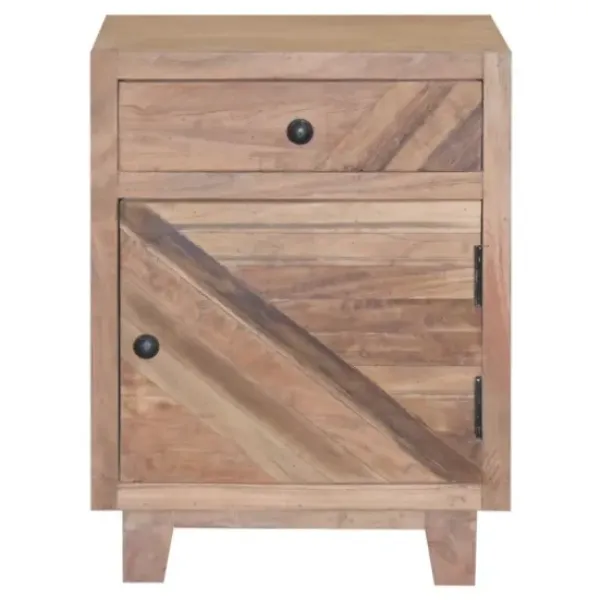 Nightstands-Kirkland's Home Natural Reclaimed Wood Diagonal Slats Nights D Tan