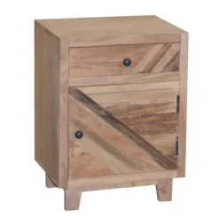Nightstands-Kirkland's Home Natural Reclaimed Wood Diagonal Slats Nights D Tan