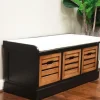 Benches & Ottomans-Kirkland's Home Natural Rustic Crate Upholstered Storage Bench White