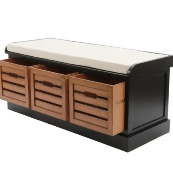Benches & Ottomans-Kirkland's Home Natural Rustic Crate Upholstered Storage Bench White