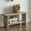 Benches & Ottomans-Kirkland's Home Natural Rustic Whitewashed Mango Wood Bench Tan
