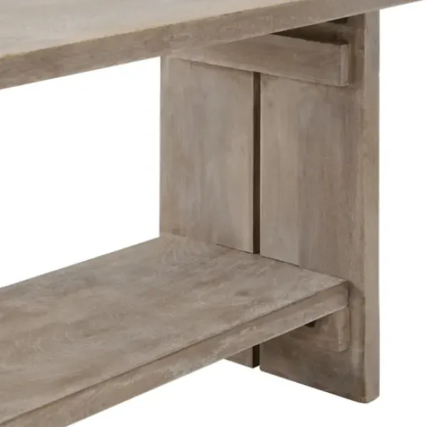 Benches & Ottomans-Kirkland's Home Natural Rustic Whitewashed Mango Wood Bench Tan