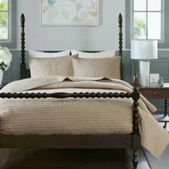 Bedspreads & Coverlets-Kirkland's Home Natural Serene Quilted 3-Pc. King Coverlet Set Tan