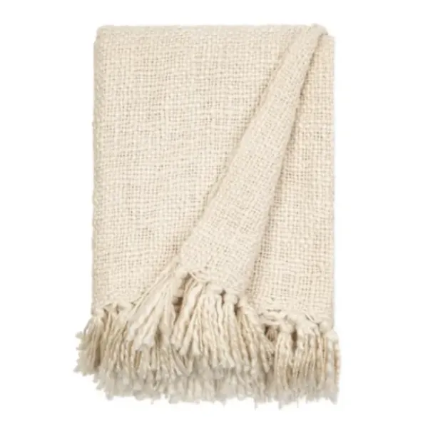 Blankets & Throws-Kirkland's Home Natural Slubbed Yarn Throw Ivory