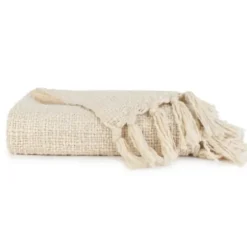 Blankets & Throws-Kirkland's Home Natural Slubbed Yarn Throw Ivory
