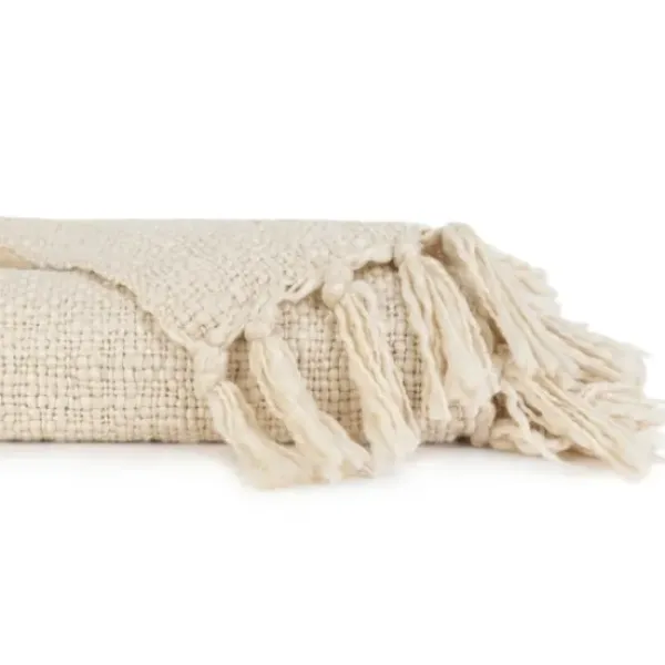 Blankets & Throws-Kirkland's Home Natural Slubbed Yarn Throw Ivory