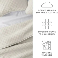 Quilts-Kirkland's Home Natural Stitched Diamond 2-Pc. Twin Quilt Set Ivory