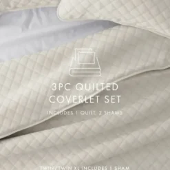 Quilts-Kirkland's Home Natural Stitched Diamond 2-Pc. Twin Quilt Set Ivory