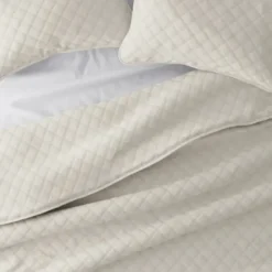 Quilts-Kirkland's Home Natural Stitched Diamond 3-Pc. Queen Quilt Set Ivory