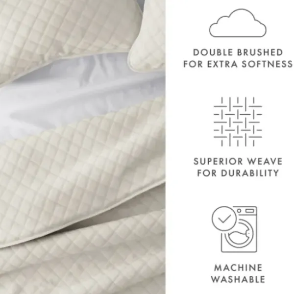 Quilts-Kirkland's Home Natural Stitched Diamond 3-Pc. Queen Quilt Set Ivory