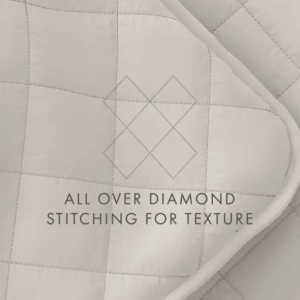 Quilts-Kirkland's Home Natural Stitched Diamond 3-Pc. Queen Quilt Set Ivory