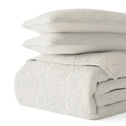 Quilts-Kirkland's Home Natural Stitched Floral 2-Pc. Twin Quilt Set Ivory