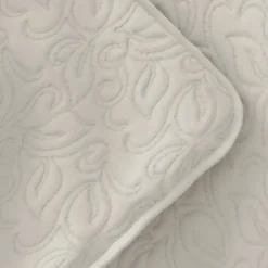 Quilts-Kirkland's Home Natural Stitched Floral 3-Pc. Queen Quilt Set Ivory