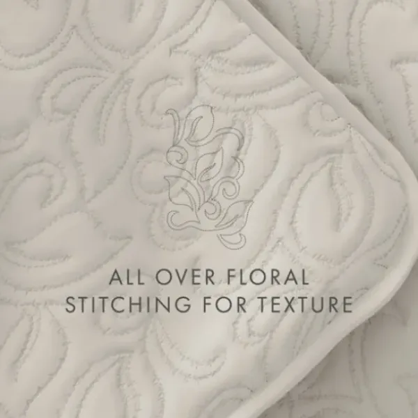 Quilts-Kirkland's Home Natural Stitched Floral 3-Pc. King Quilt Set Ivory