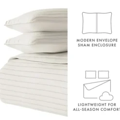 Quilts-Kirkland's Home Natural Stitched Stripes 3-Pc. King Quilt Set Tan/Ivory