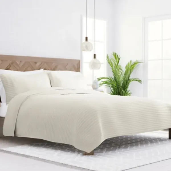 Quilts-Kirkland's Home Natural Stitched Stripes 2-Pc. Twin Quilt Set Tan/Ivory