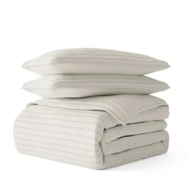 Quilts-Kirkland's Home Natural Stitched Stripes 2-Pc. Twin Quilt Set Tan/Ivory
