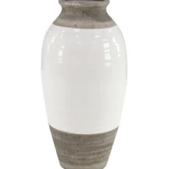 Vases-Kirkland's Home Natural Stone Two-Tone Coastal Vase Gray/White