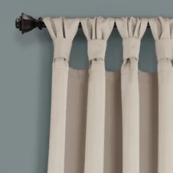 Curtains & Drapes-Kirkland's Home Natural Stripe Sheer Single Curtain Panel, 84 In. Tan/White