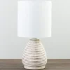 Table Lamps-Kirkland's Home Natural Stripe Table Lamp White