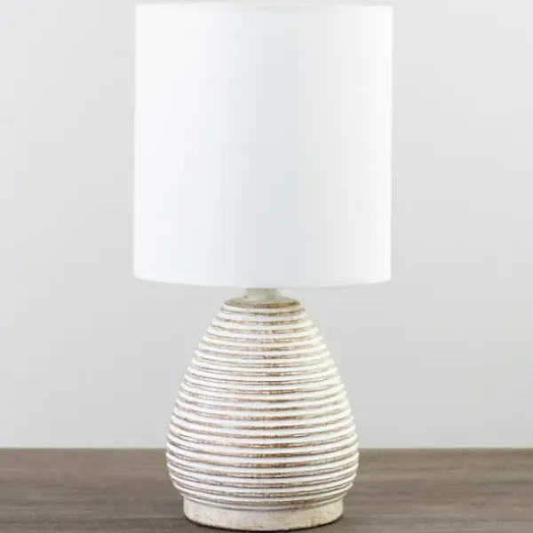 Table Lamps-Kirkland's Home Natural Stripe Table Lamp White